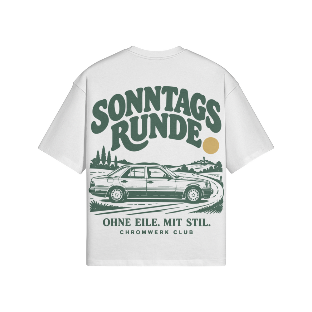 Rückseite – Weiß – Sonntagsrunde · Heavyweight T-Shirt · 280 g/m²